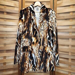 The ZigZag Stripe Animal Print Blazer Women XL Polyester Spandex